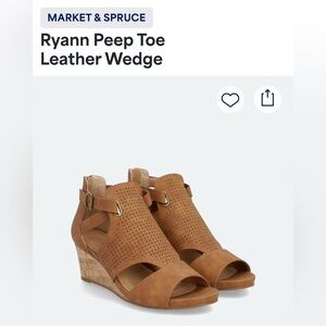 NWOT- Market &Spruce Peep Toe Leather Wedge- Stitch Fix- never worn